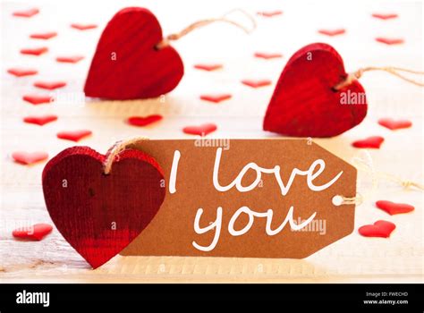 Romantic Label With Hearts, Text I Love You Stock Photo, Royalty Free ...