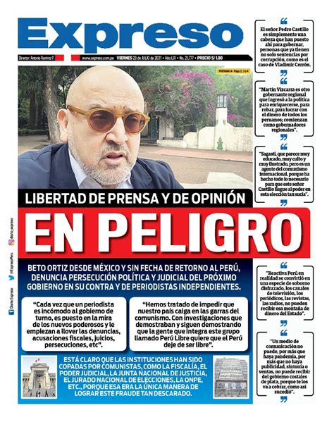 Diarios Del Perú Portada De Los Diarios Del Perú Viernes 23 De Julio