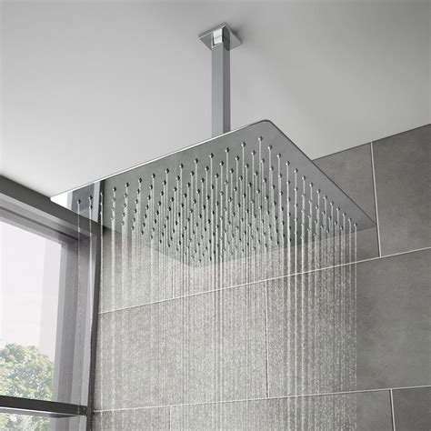 Milan Large 400mm Thin Square Shower Head Ceiling Mounted Arm