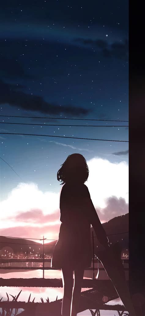1125x2436 Anime Girl Moescape Alone Standing 4k Iphone Xs