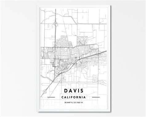 Davis Ca Digital Download Map Print Custom Map Print Davis Etsy