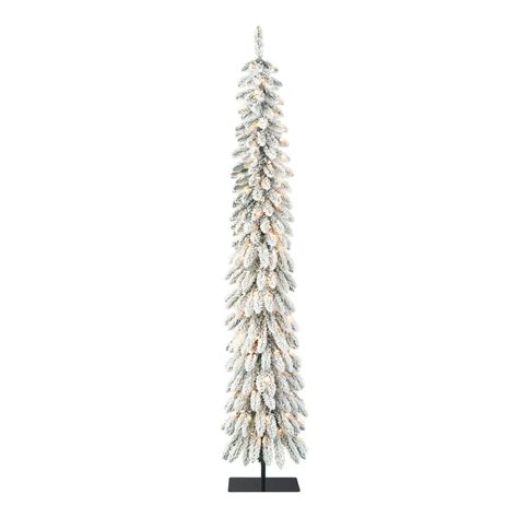 Holiday Time Pre Lit Flocked Pencil Alpine Artificial Christmas Tree