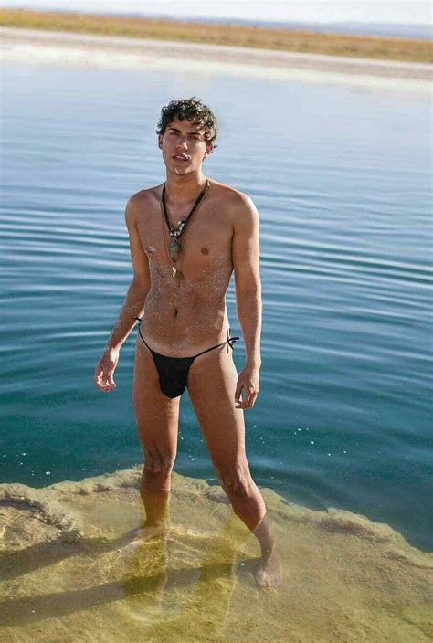 Shirtless Male Bikini String Pouch Suit Tan Line Lake Beefcake Photo
