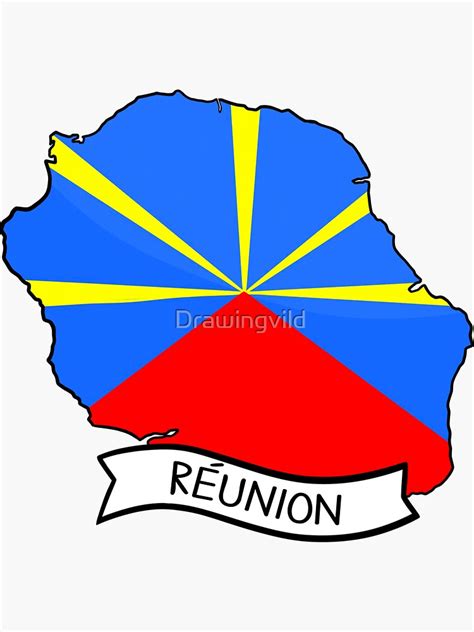 Réunion Flag Map Sticker Sticker For Sale By Drawingvild Redbubble