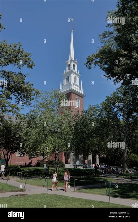 The Spire Of Harvard Memorial Church In Harvard University Boston