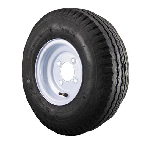 570x8 Loadstar Trailer Tire Lrc On 4 Bolt White Wheel