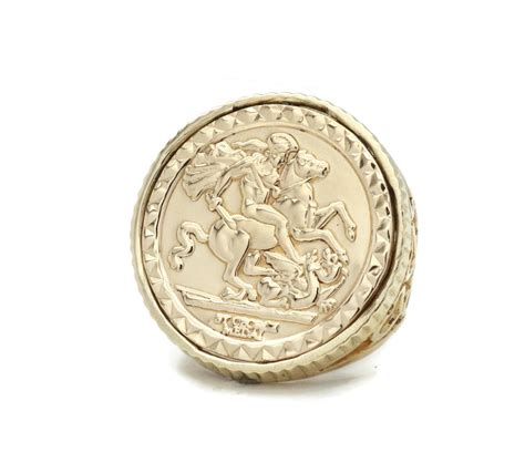 St George Coin Ring Mens Coin Ring Gold Coin Ring Half Etsy Uk