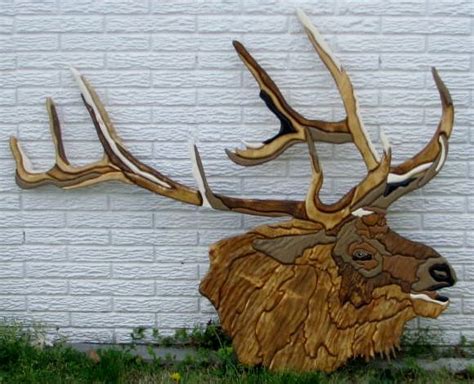 Intarsia Elk Head Wood Animal Intarsia Elk Head