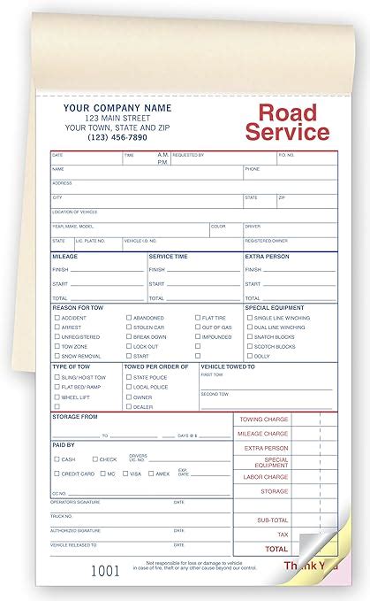 Office Paper Products Business Forms 1 250 Towing Invoices 2 Part NCR