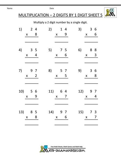 Test and worksheet generators for math teachers. Hard Multiplication 2-Digit Problems | Multiplication 2 Digits by 1 Digit Sheet 5 Sheet 5 ...