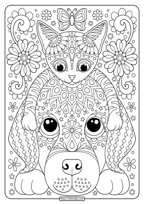 Free Printable Cat And Dog Coloring Pages Dog Coloring Page Mandala