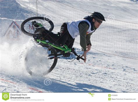 Extreme Winter Mountain Bike Contest Editorial Stock Photo