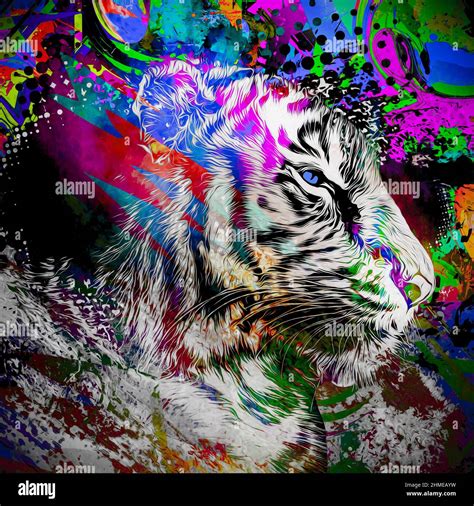 Bright Abstract Colorful Background With Tiger Paint Splashes Color Ar