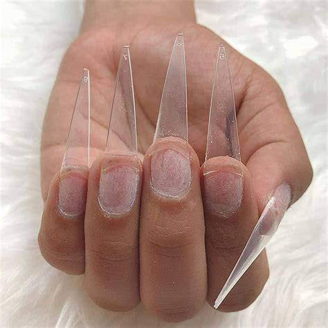 Nails 500pcs Lavish Long Clear Stiletto Nail Tips For Acrylic Nails