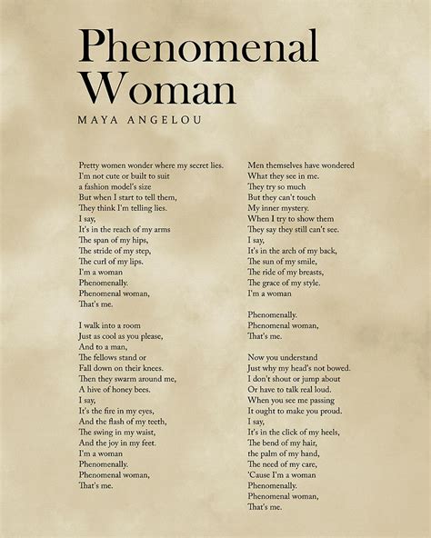 Phenomenal Woman Maya Angelou Poem Literature Typography