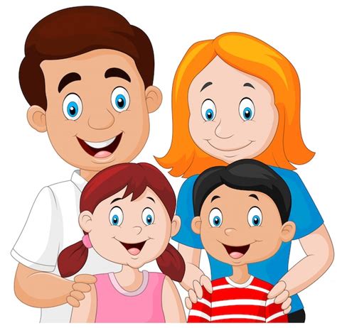 Dibujos Animados De Familia Feliz Vector Premium
