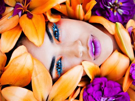 Model Orange Woman Lips Girl Purple Flower Beauty Face Pink Coolwallpapersme