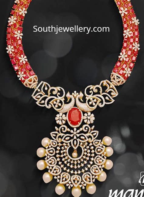Diamond Ruby Haram By Mangatrai Photo Gold Necklace Indian Bridal