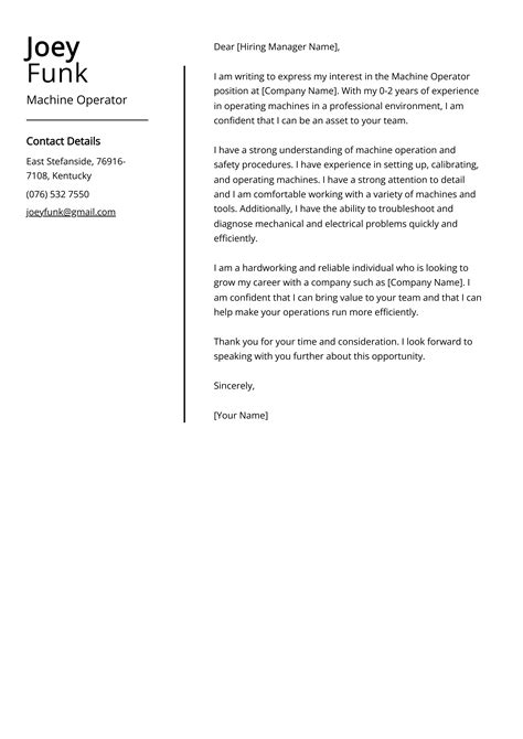 Experienced Machine Operator Cover Letter Example (Free Guide)