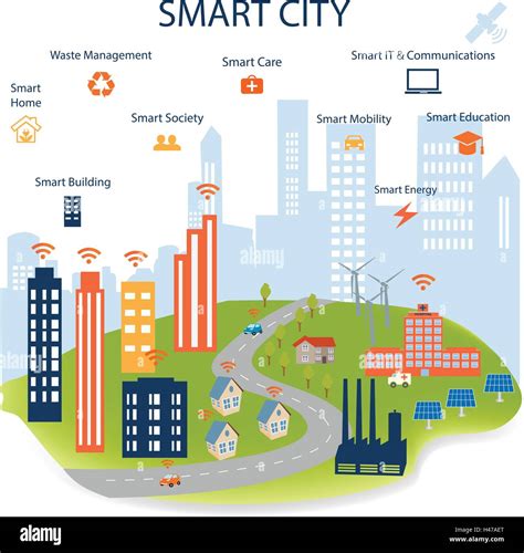 Smart City Konzept Mit Verschiedenen Symbol Und Elemente Moderne