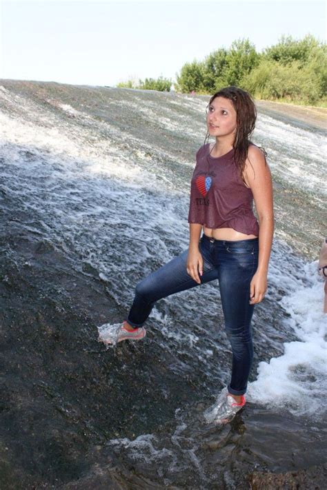 Purple Top And Jeans At The Waterfall Slippery When Wet Wet T Shirt