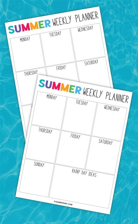 Free Printable Summer Planner And Summer Schedule Template