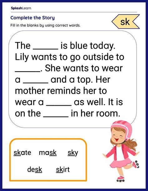 Craft Stories By Filling In The Blanks Printable Reading Worksheet