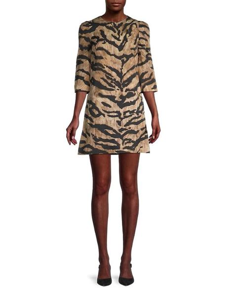Dolce Gabbana Tiger Print Stretch Silk Dress Lyst