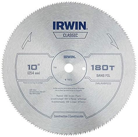 Irwin 10 Inch Miter Saw Blade Classic Series Steel Table 690002675087
