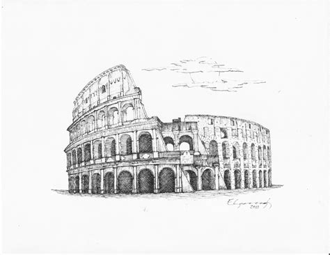 El coliseo de roma, gladiadores y luchas de fieras. Coliseo en Roma | Coliseo romano dibujo, Dibujos y Paisaje a lapiz