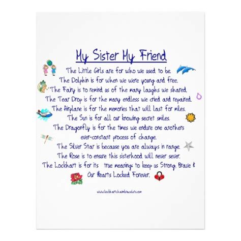 My Sister My Friend Poem With Graphics Letterhead Zazzle