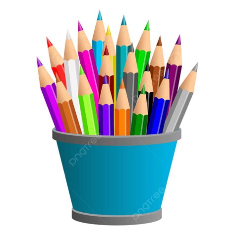 Colored Pencils With A Pencil Case Vector Color Drawing Pen Drawing