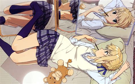 Fond D Cran Illustration Blond Anime Filles Anime Dessin Anim Uniforme Scolaire Sabre