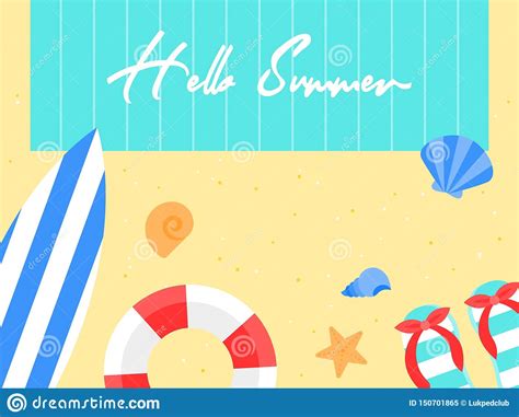Summer Vacation Summer Beach Poster Vector Illustration Stock Vector