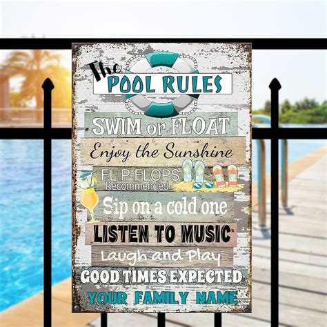 Pool Rules Funny Pool Sign Pool Sign Beach Decor Home Decor Custom