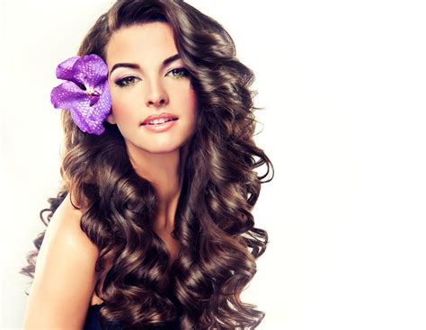 Beautiful Girl With Long Curly Brown Hair Flower In Hair K Ultra HD