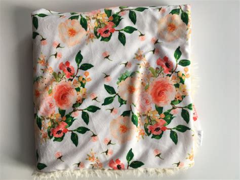 Vintage Floral Minky Baby Blanket Blush Pink Floral Nursery Etsy