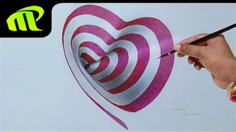 Drawing A 3d Heart Hole 3d Trick Art Drawing On Paper Youtube