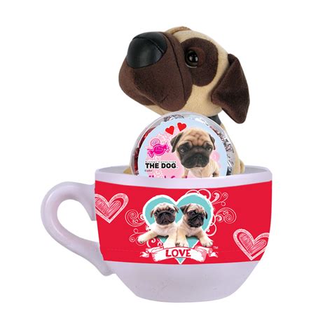 Valentine Pug Puppy Plush Mug Andd Candy 7in Seasonal Valentines