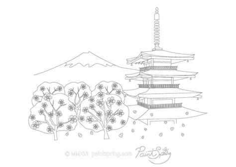 Mount Fuji Coloring Page Coloring Pages