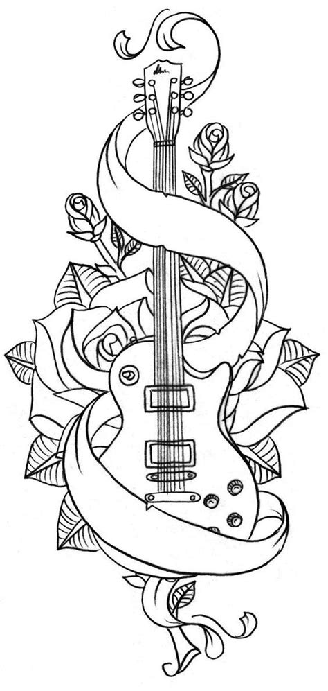 Coloring Pages Adult Coloring Pages Music Guitar Coloring Page