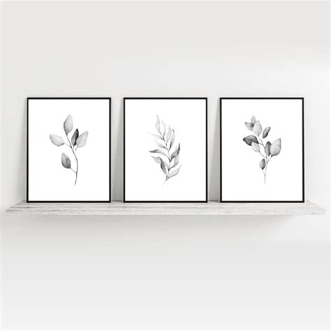 Black And White Art Botanical Print Set Living Room Wall Art Plant