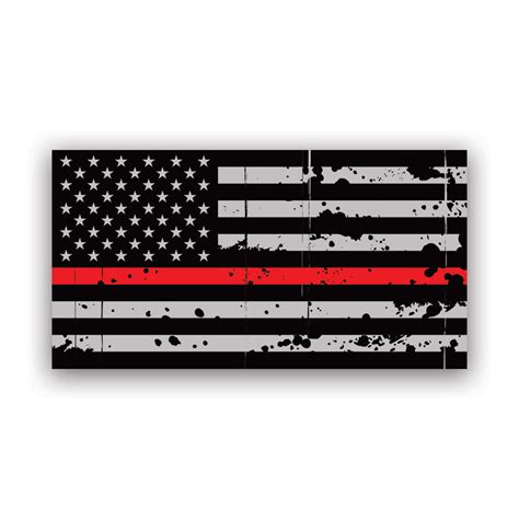 Tattered Thin Red Line Subdued American Flag Sticker Decal Self