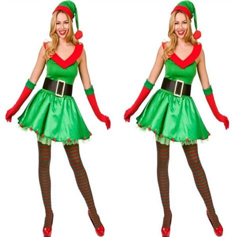 Free Shipping Adult Ladies Xmas Sexy Elf Fancy Dress Costume Christmas Santas In Sexy Costumes