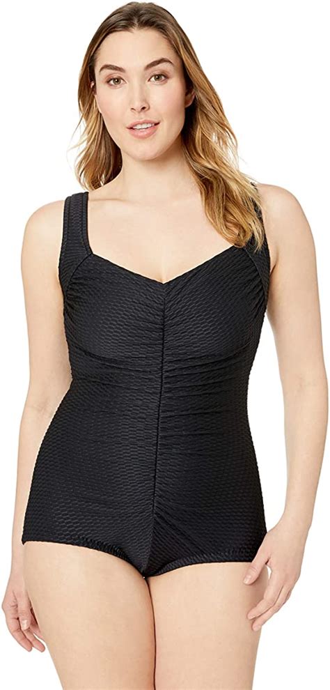Maxine Of Hollywood Plus Size Shirred Front Swimsuit