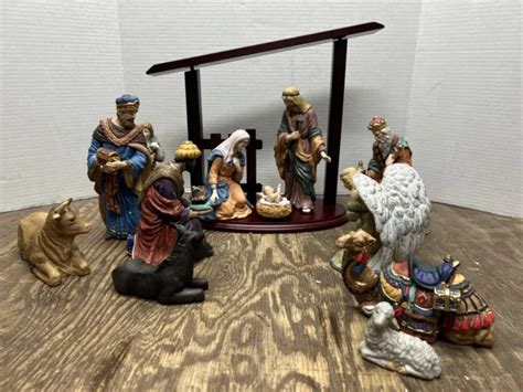 KIRKLAND SIGNATURE 13 Piece Nativity Set Porcelain Hand Painted W Box