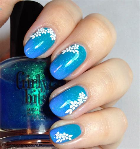 Life In Lacquer Blue Flower Nail Art