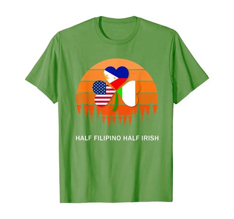 Half Filipino Half Irish St Patrick Day Retro Vintage Sunset T Shirt