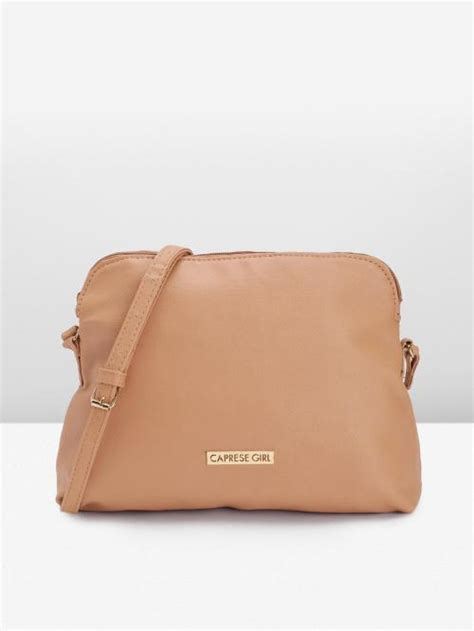 Caprese Nude Coloured Leather Solid Sling Bag JioMart