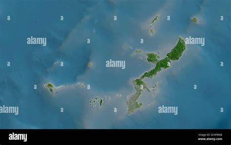 Okinawa Prefecture Of Japan Satellite Imagery Shape Outlined Against